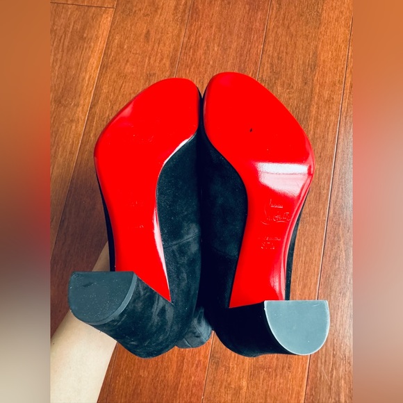 Auth Christian Louboutin Suede Stretch Mid  Gena 85 Boots . Eu 37.5 US 7.5 - Picture 15 of 17
